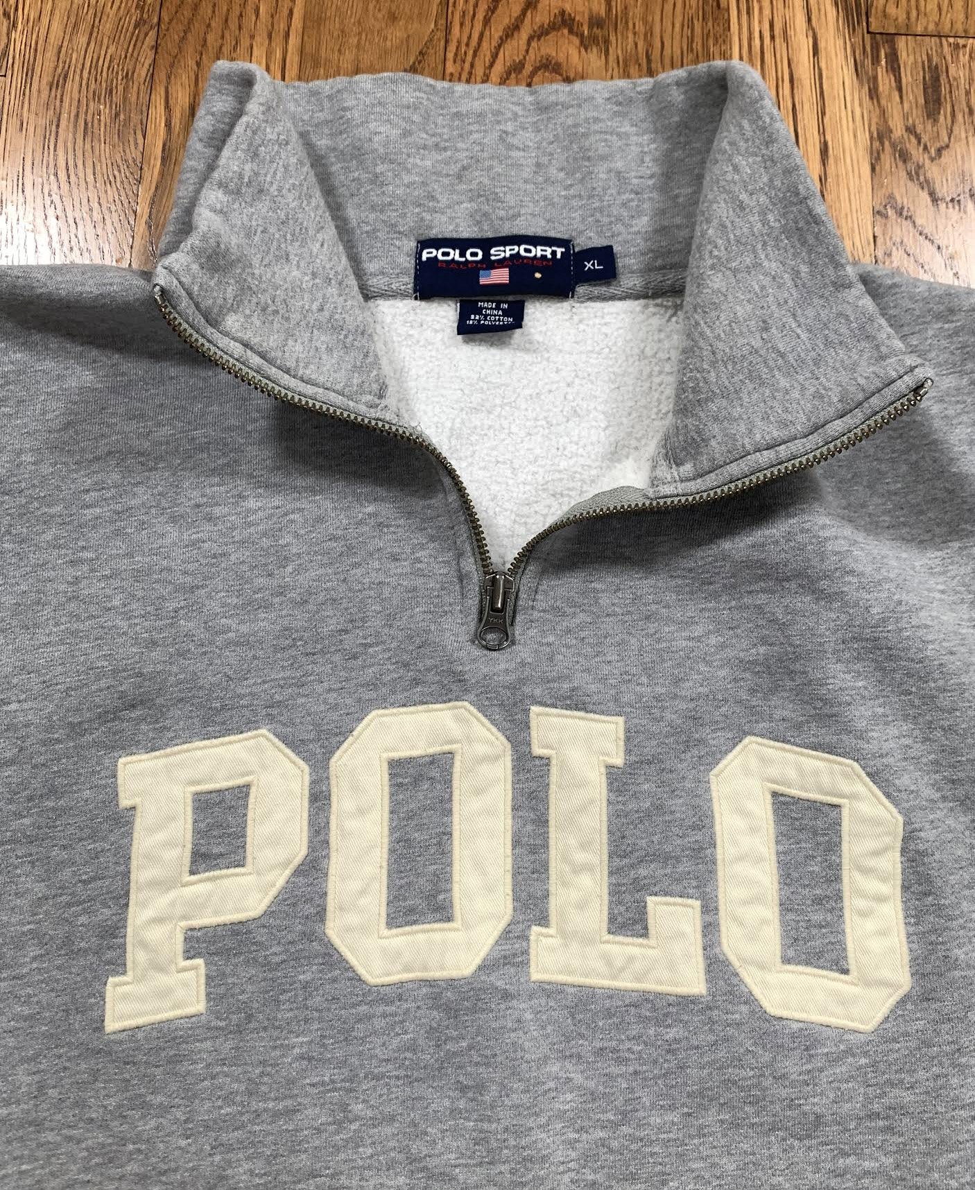 Vintage Polo Sport Ralph Lauren Gray 1/4 Zip Sweatshirt (Size XL